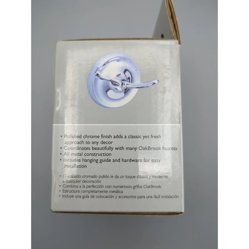 Oakbrook Collection Double Robe Hook‎ Polished Chrome Zinc 2 in Hook 30 lb